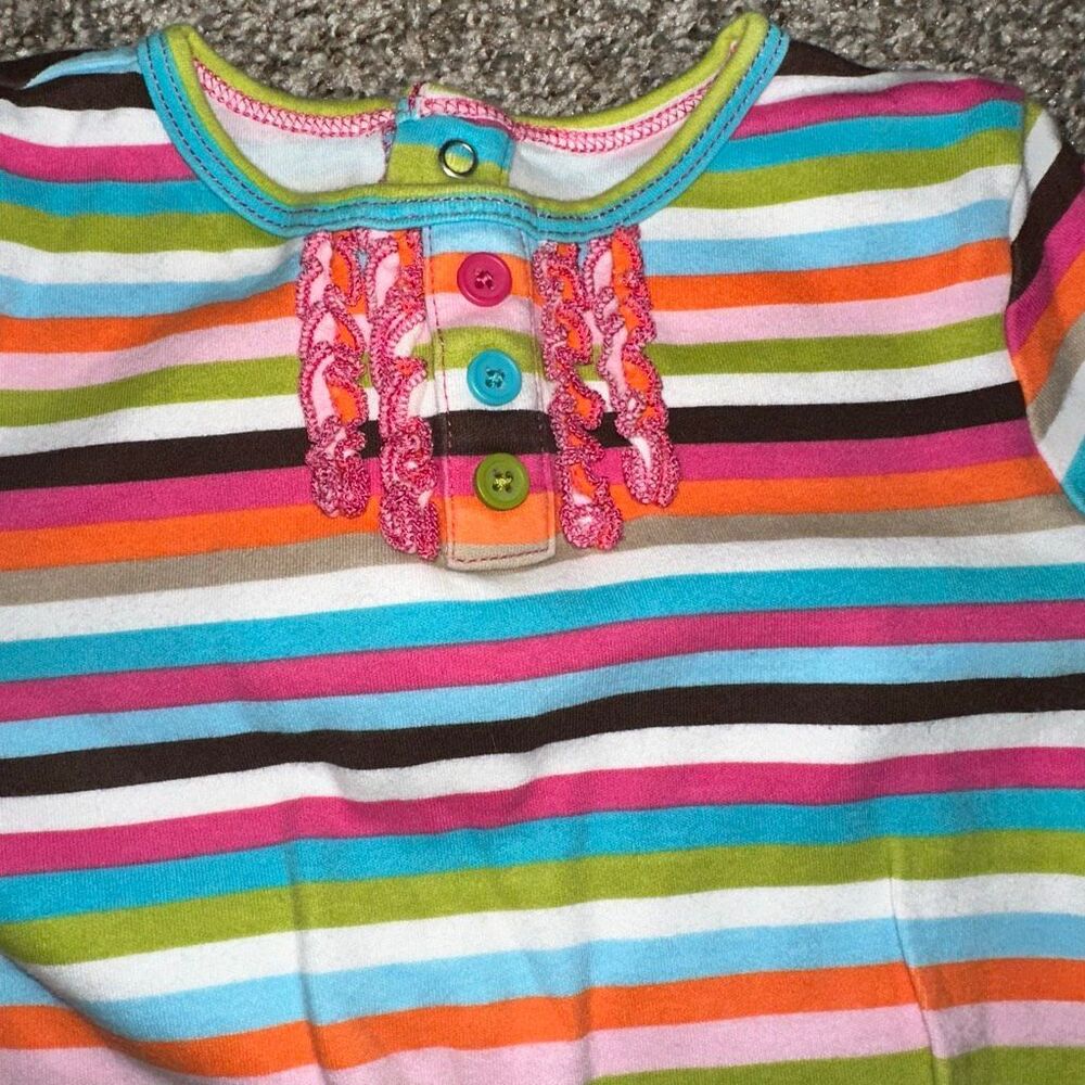 Y2K Kids Vintage Carter’s Rainbow Stripe Outfit Set 24M Retro Toddler Girl - Picture 3 of 5